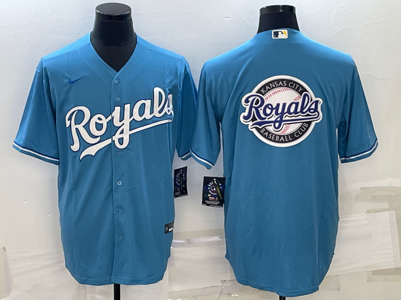 Men's Kansas City Royals Light Blue Team Big Logo Cool Base Stitched Jersey Men's Kansas City Royals Light Blue Team Big Logo Cool Base Stitched Jersey